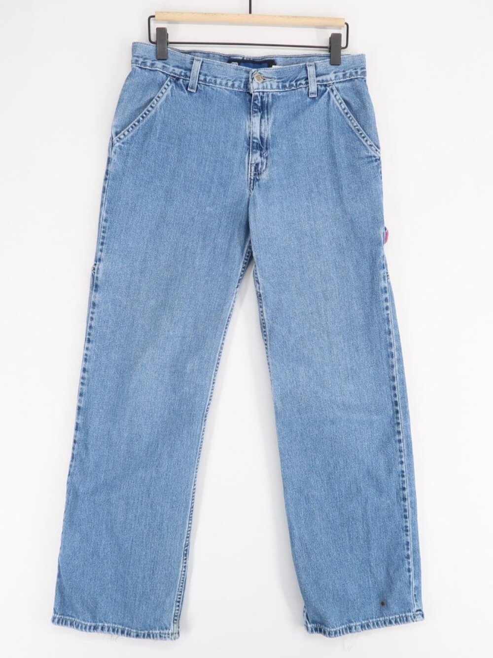 Vintage Levis L2 Jeans Juniors 7 JR Blue Carpenter Wide Leg Hammer Loop Y2K‎